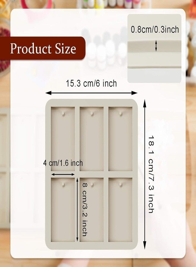 FirstTry Aromatherapy Wax Mold I Silicone Fondant Mould with Hanging Hole I Dried Flowers Resin Soap Clay Craft Jewelry Making Molds DIY Pendant Bookmark Necklace I Grey - 6 Cavity (Rectangle) - Image 2